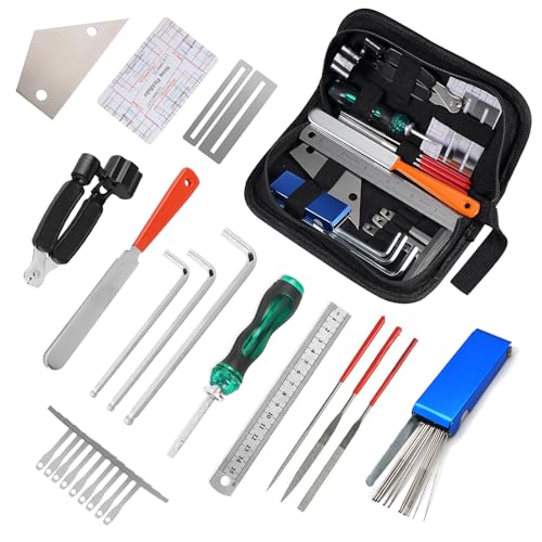 25Pcs Guitar Tool Kit,Guitar Accessories Gifts for Men,Guitar Repair Kit,Luthier Tools,Guitar Setup Kit for Ukulele Bass Mandolin Banjo Guitar,Guitar Maintenance Kit with Carry Bag