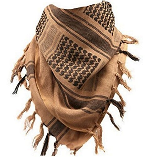 Dhana Style Afgan Stole Military Shemagh Tactical Shemagh Arab Desert Keffiyeh Neck & Head Scarf Wrap Turban Woven Cotton 100% (Tan)