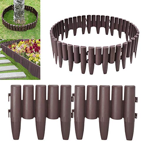 Aufun 10er Set Kunststoff Rasenkante Länge 2,8m Holz Optik Garden Border...