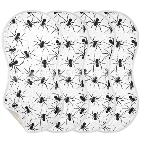Muslin Burp Cloth for Baby 4PCS Halloween Araneidae Black Super Absorbent Burping Cloths, Bibs for Newborn Boys Girls