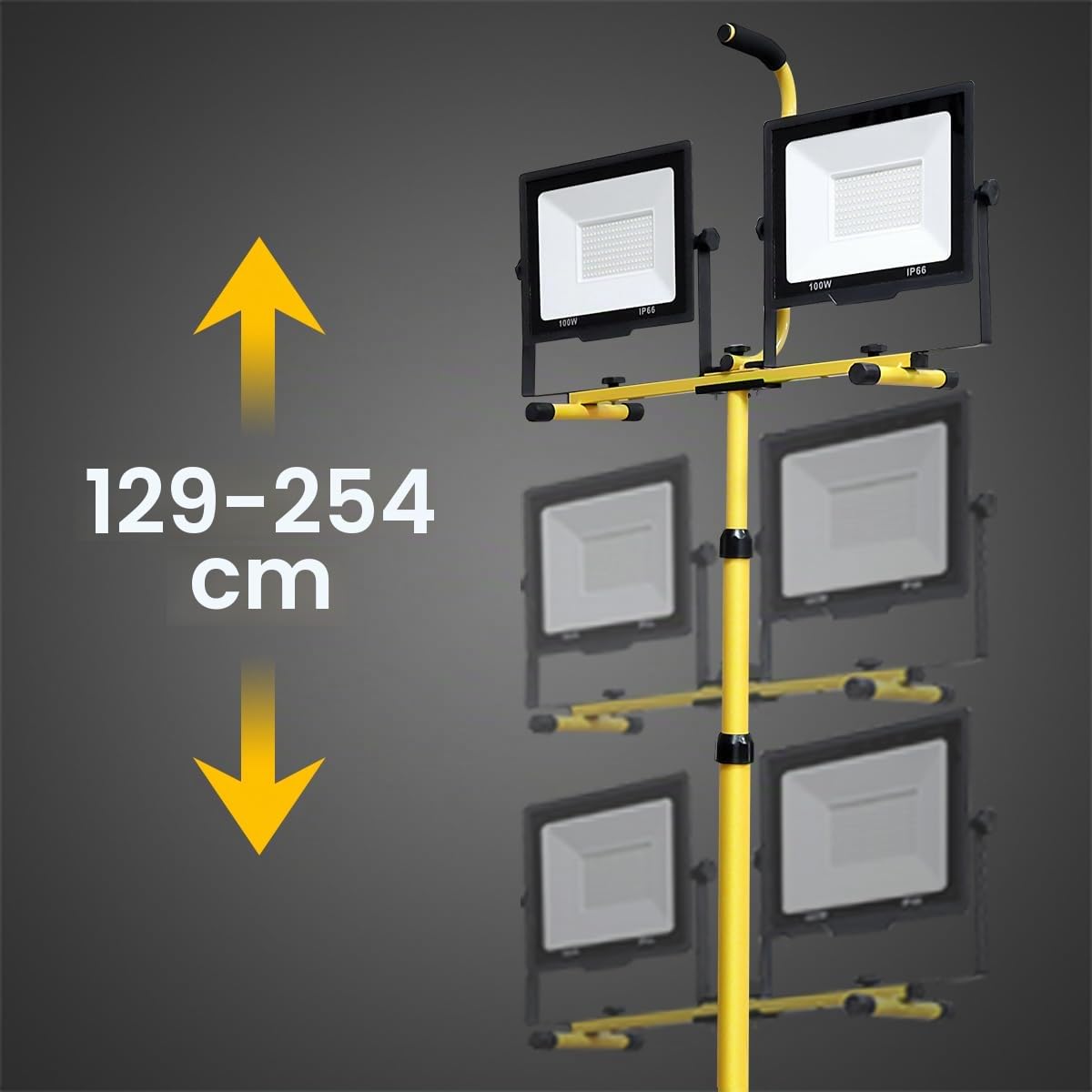 AUXTINGS 2 X 100W Projecteur LED blanc froid avec trépied Projecteur de travail à LED étanche IP66 pour usage intérieur et extérieur, garage, jardin, chantier, 185V-260V