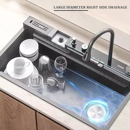 Évier de cuisine noir avec cascade d'eau pour simplifier la préparation des repas - 7