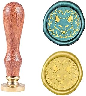 CRASPIRE Wax Seal Stamp Fox Head, Vintage Sealing Stamp 25mm Replaceable Brass Head with Wood Handle for Envelope Cards Craft Wedding Decoration