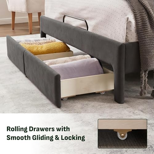 Image of Softa Queen All-in-One Adjustable Bed Frame with 10 inch Hybrid Mattress, Upholstered Headboard, 2 Storage Drawers, Wired Remote, Quiet Motor, 10-Year Warranty