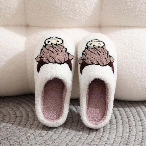 Image of Highland Cow Slippers for Women Plush Scottish Highland Cow Animal Slippers Warm Non Slip Home Indoor Slippers