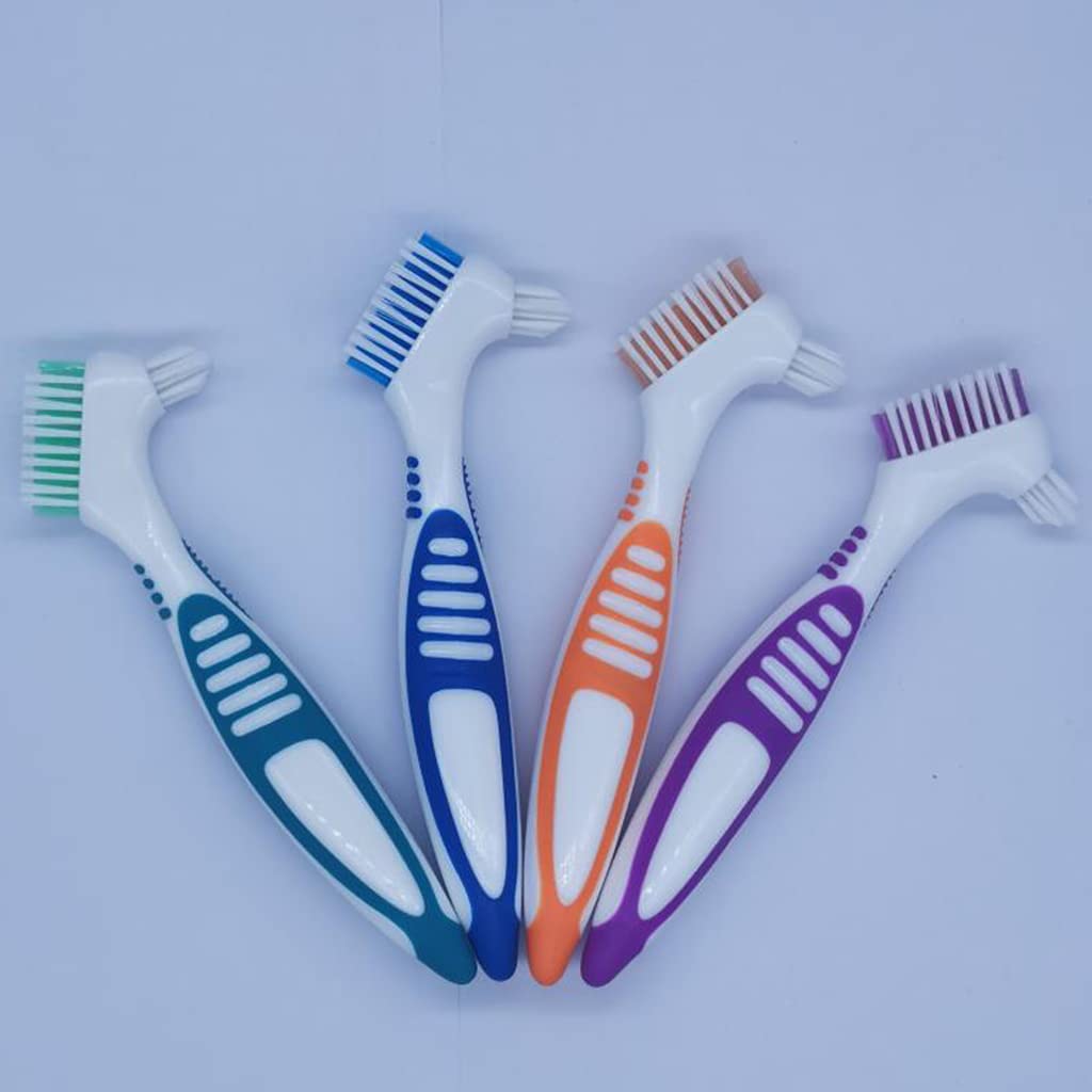 Denture Brush Multi-Layered Bristles False Teeth Brush Care Tool Bristles&Ergonomic Handle For Travel Home
