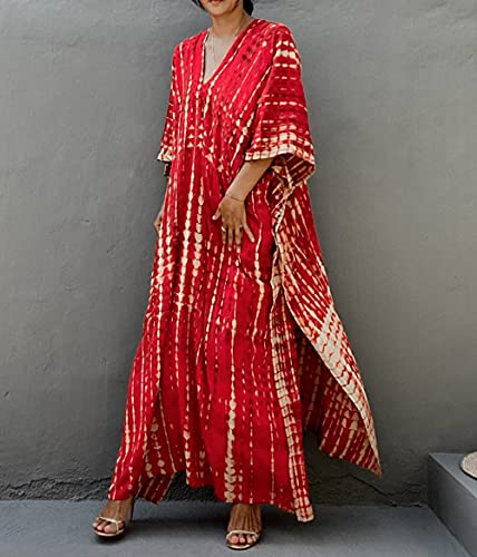 RanRui Women's Plus Size Caftans tie dye Vneck Kaftan Dresses Loose Soft Kaftan Loungewear4