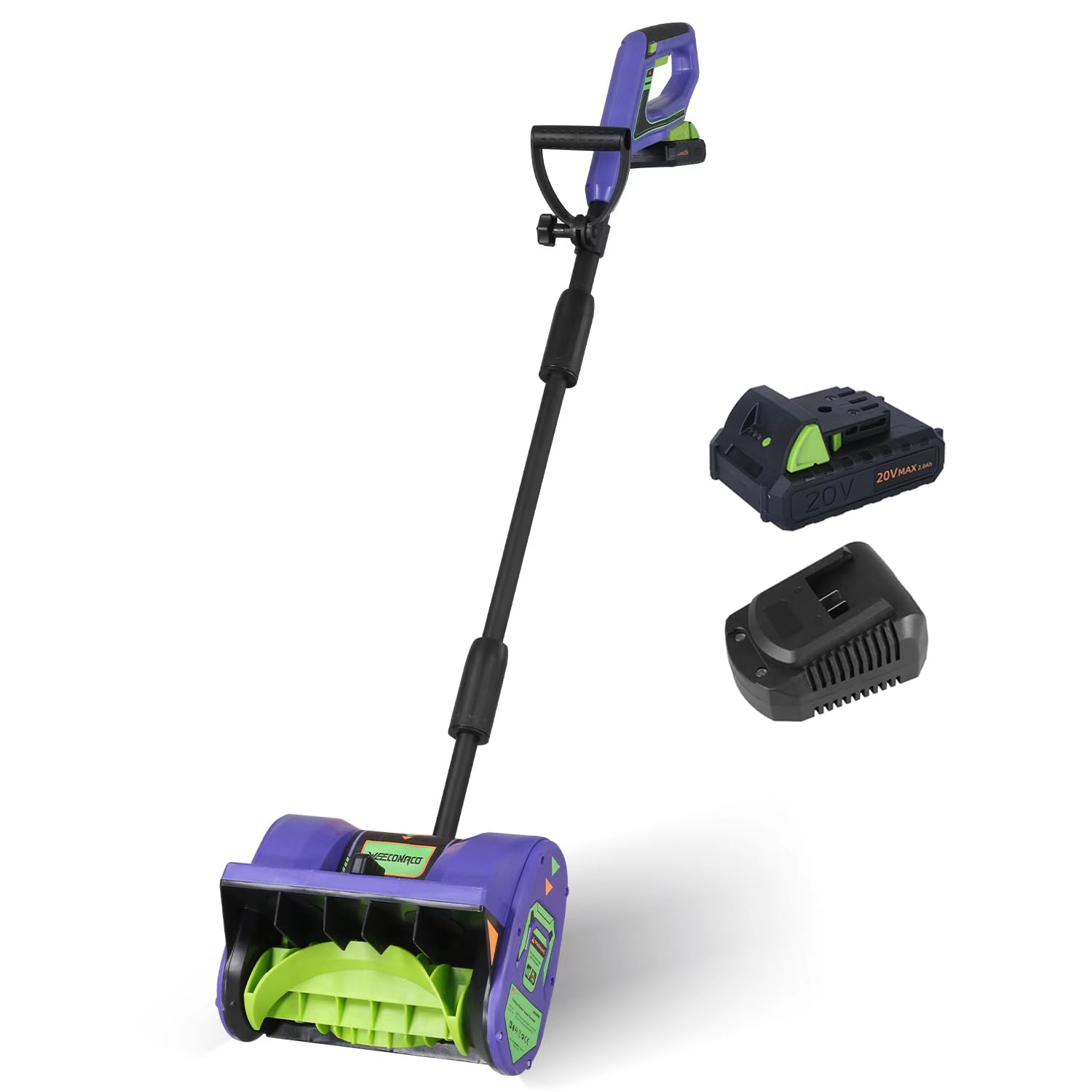 20V Lithium-Ion Cordless Electric Snow Shovel, 12 inch Snow Blower, Electric Snow Thrower with 2Ah Battery and 1 Hour Fast Charger