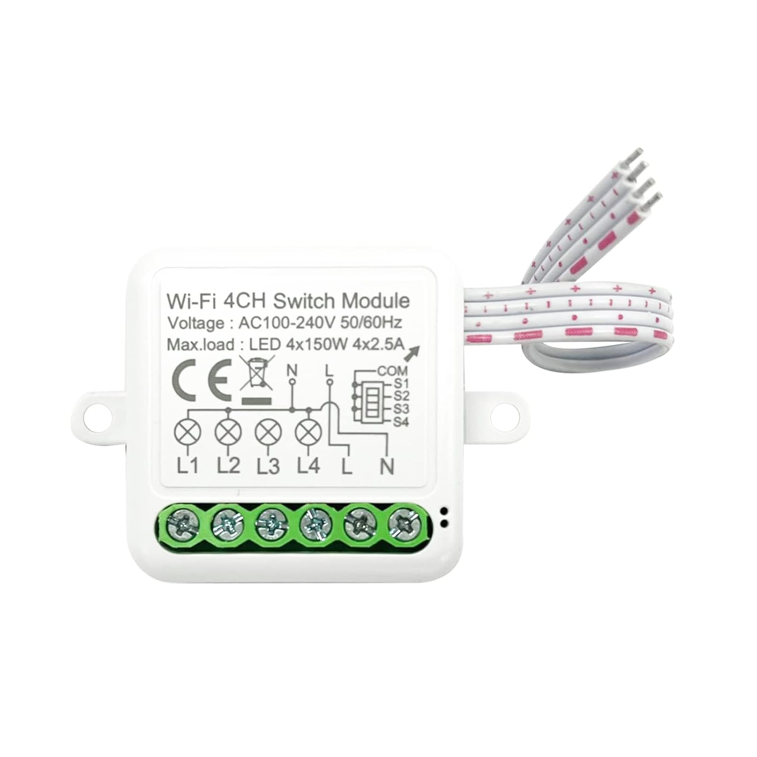 EXCLUZO 4CH WiFi Switch Module Mini Smart Module with Voice Control Mobilephone APP Control Timing Function Compatible with AssistantAlexa LED 300W, 10A