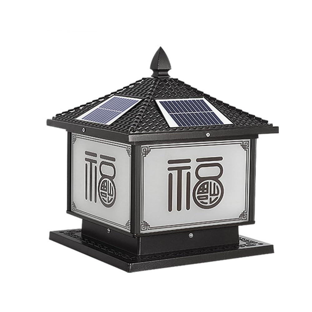 Lámpara Solar China para Postes, Luces para remates de columnas de Villas, Pantalla de Vidrio Impermeable, luz de Pilar para Patio o portón de Alto Brillo para Exteriores, luminari