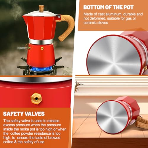 Image of 3 Cup Aluminum Espresso Stovetop Moka Pot Express Coffee Maker Percolator Italian Classic Mocha Coffee Machine for Italian and Cuban Cafe Brewing for Home & Camping 150ml 5oz