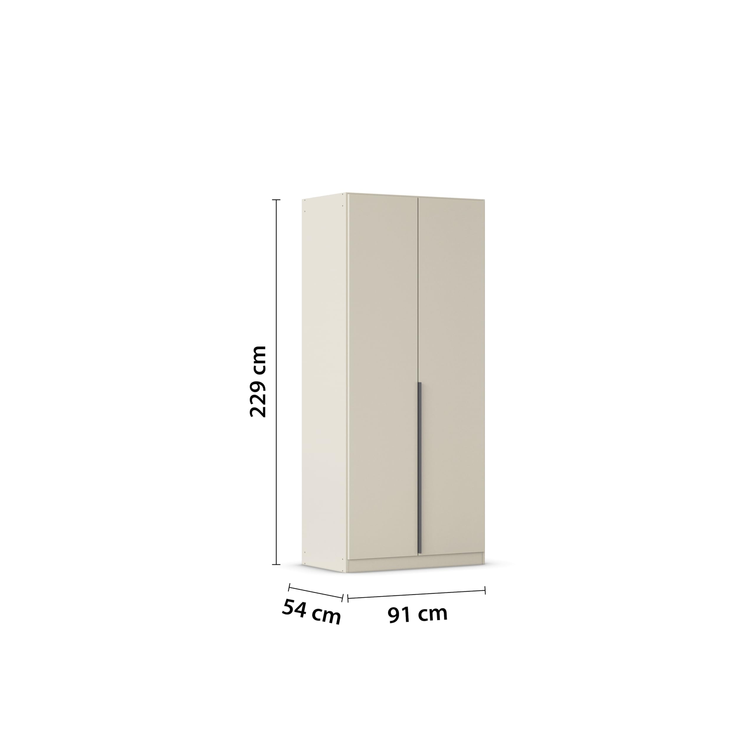 Rauch Möbel Alabama, Kleiderschrank, Farbe Beige, Breite 91 cm | Schrank, 2-türig, Zubehör Basic, für Schlafzimmer, Kinderzimmer, Homeoffice, Gästezimmer, Garderobe, Flur