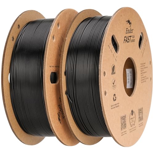 Creality High Speed PLA Filament 1.75mm Black 2Kg, 3D Printer Filament for 300mm/s 3D Printing, Rapid PLA Dimensional Accuracy +/- 0.02 mm 1Kg Cardboard Spool(2.2lbs) for FDM 3D Printers(Black&Black)