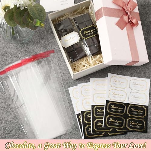 Envoltorios de barra de chocolate NOVWANG de plástico transparente con pegatinas 6
