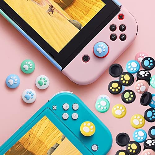 12pcs Switch Thumb Grip Caps,Silicone Analog Stick Covers Kawaii Joystick Caps Replacement Joycon Thumb Grip Covers Cat Paw Design Thumb Stick Grip Cap for Nintendo Switch & Lite (Radom Color)