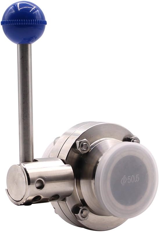 DERNORD Sanitary Butterfly Valve with Pull Handle Stainless Steel 304 Tri Clamp Clover 1.5 Inch