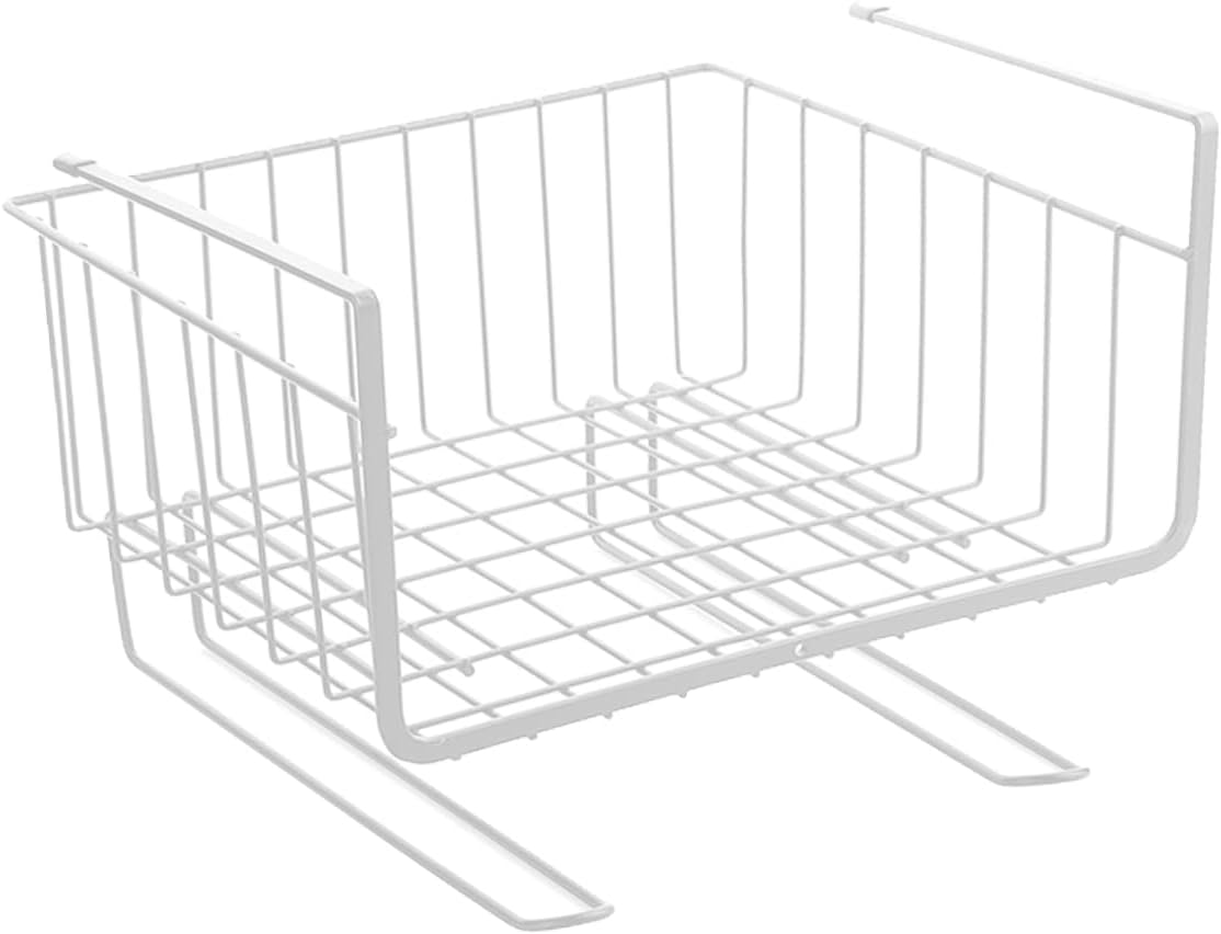 2pcs Cabinet Partition Rack Simple under Table Storage Shelf for Kitchen Organization White Layered Rack Heavy Duty for Maximizing Cabinet Space Pack