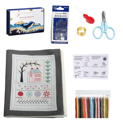 JFBNXB Embroidery Stitch Book, Embroidery Book on Linen Fabric, Contains