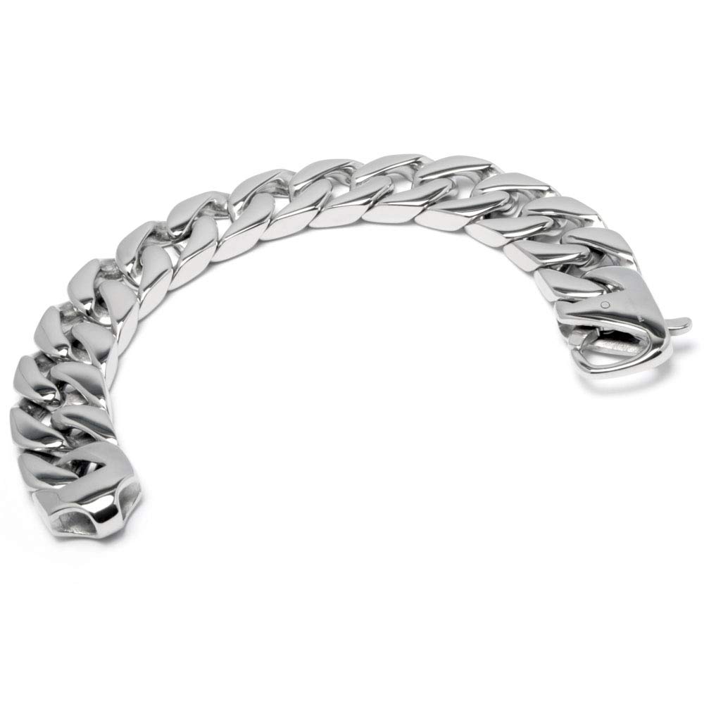 massives 316L Edelstahl Panzerarmband Männerarmband Silber poliert breit schwer Herren Armband Armkette Bikerschmuck Geschenk