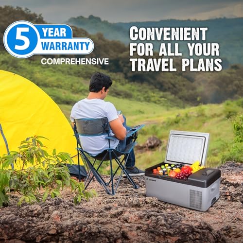 Image of Rockwell 15Litres Portable Car Fridge Cooler Freezer, 5 Year Warranty, 12V DC / 220V AC Compatible, for Outdoor Adventures, Car, SUV, Camping, Travelling, Truck, RV, Low Noise (RMC15S, Grey)