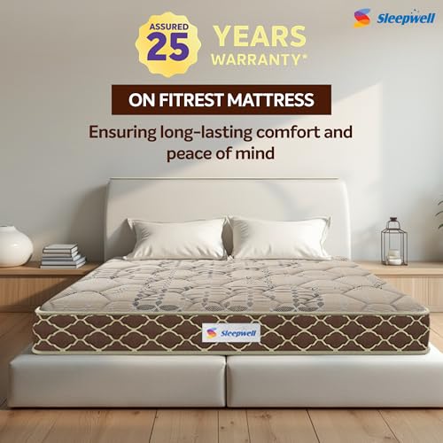 Image of Sleepwell Pro FitRest Mattress | 10 Years Warranty | Acuprofile Technology | Impression (Memory) Foam | Neem Fresche Technology | Resitec (HR) Foam | Double-Layer Quiltec Foam | King Bed | 78X72X6