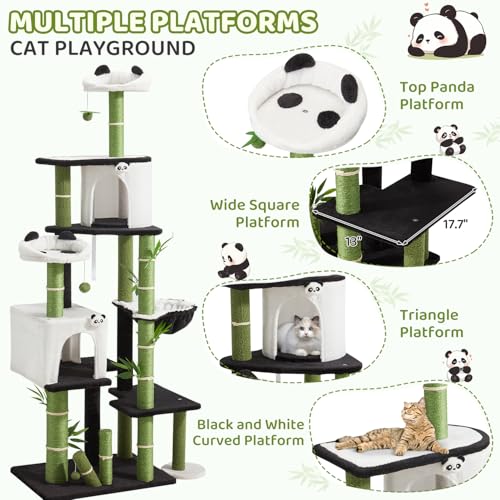 Torre para gatos Erinnyees 71.3 pulgadas con diseño panda miniatura 2