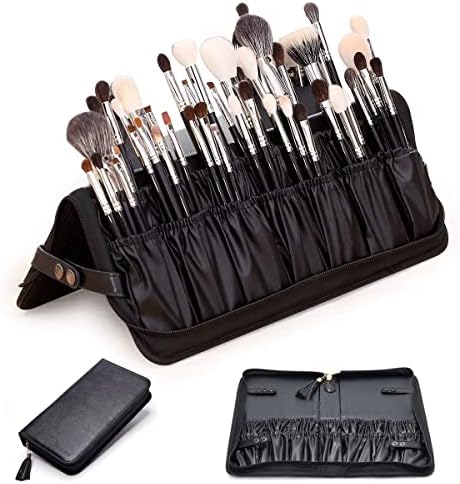 BEGIN MAGIC Rownyeon Makeup Brush Bag Organizer Foldable Makeup Brush Artist Case Travel Brush Holder Portable Zipper Professional Handbag for Travel Home Gift(Brush NOT Included)