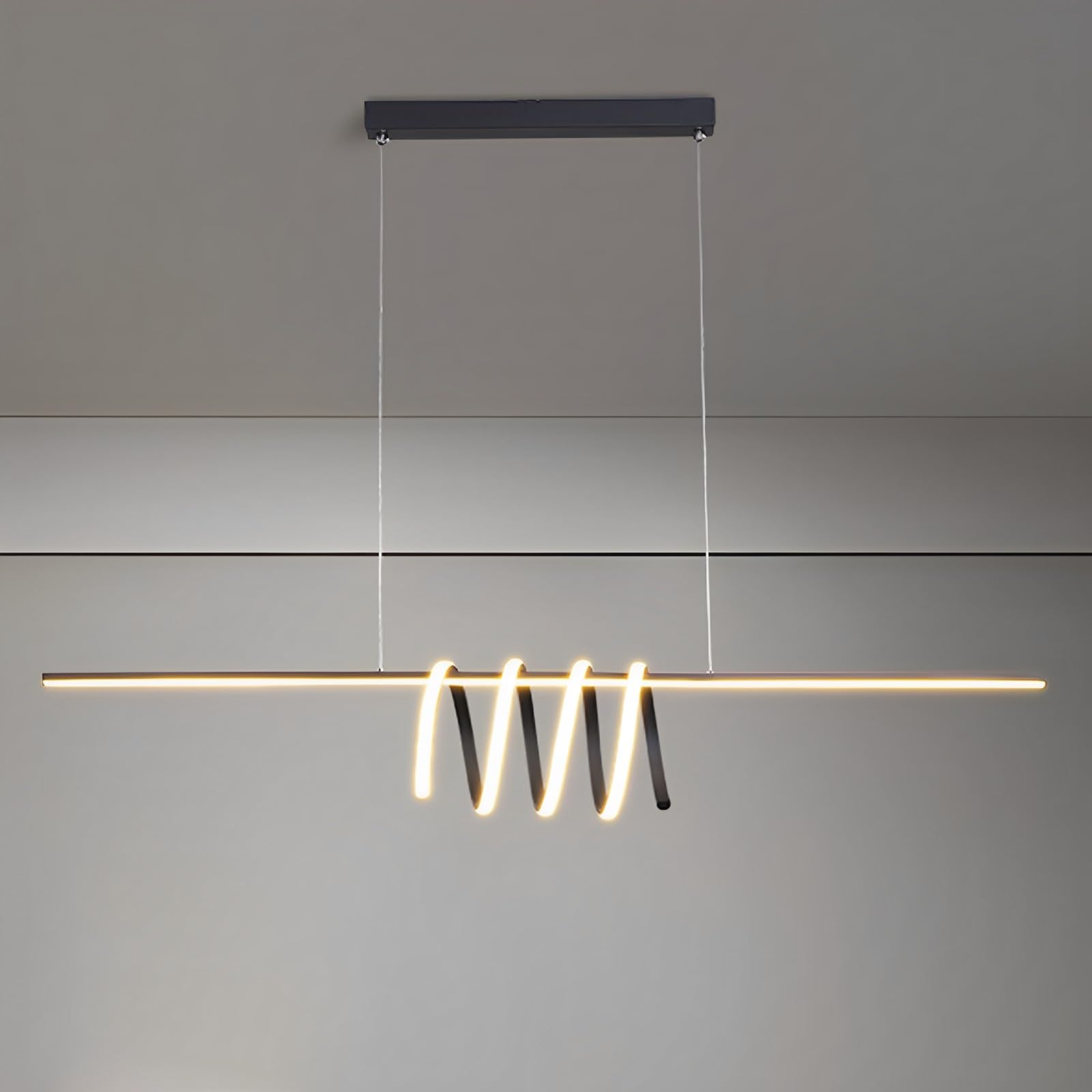 Lustre linéaire résout manque de lumière îlot cuisine et bureau