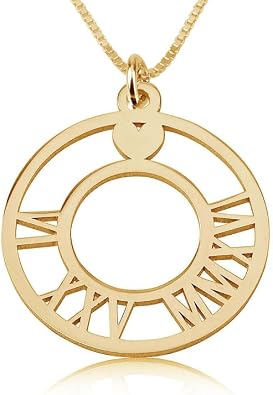 oNecklace - Custom Roman Numeral Date Necklace with Small Heart - Sterling Silver, Yellow Gold Plated, Rose Gold Plated - Gift for her, women