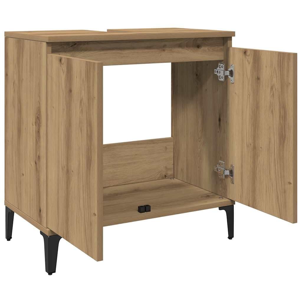 vidaXL Waschbeckenunterschrank, Waschtischunterschrank mit Stauraum, Unterschrank Holzbeine für Badezimmer, Badschrank Badezimmerschrank, Artisan-Eiche Holzwerkstoff