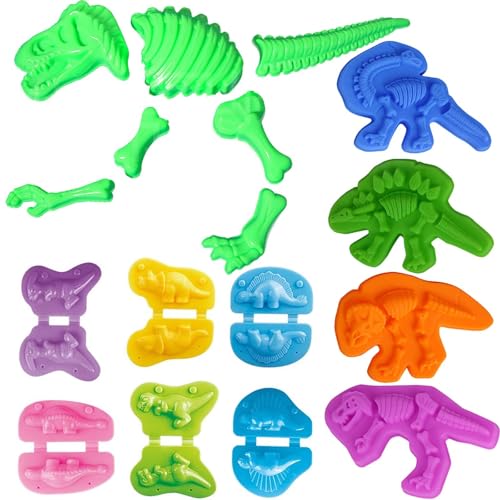 Unleash Creativity with 11 Unique Dinosaur Fossil Molds Dough Toys and 6 Unique Dino Molds Dough Toys Accessories Set Whit 5 Bright Color