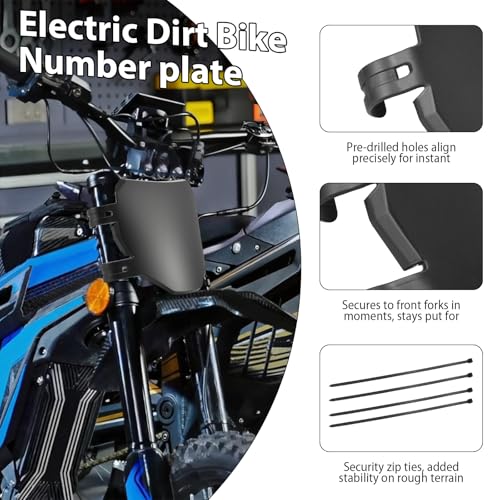 Image of Number Plate for Ebike - Universal Downhill Electric Bike Plate for Q20, S1 /S2 /Y1 /RX, X1S /X /X2 /MX3 /MX4 /MX5, XXX, Pro SS /SR /S (Black)