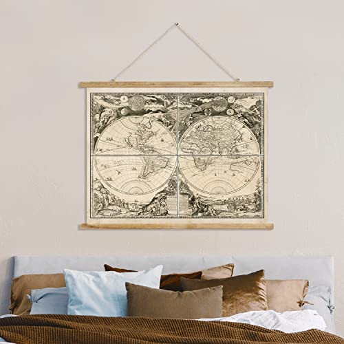 Ancient World Nautical Map - Vintage Map Poster With Wood Frame, Retro Style World Map Tapestry, World History Adventure Civilization Map - Wall-Hanging Decor Art Painting For Living Room, Bedroom, Dorm (29 X 39 Inches). #TOP3