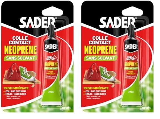 Sader Colle Contact Type Néoprène – Sans Solvant et Sans Odeur – Colle Extra Forte Tous Matériaux – Intérieur et Extérieur Sous Abri – Prise...