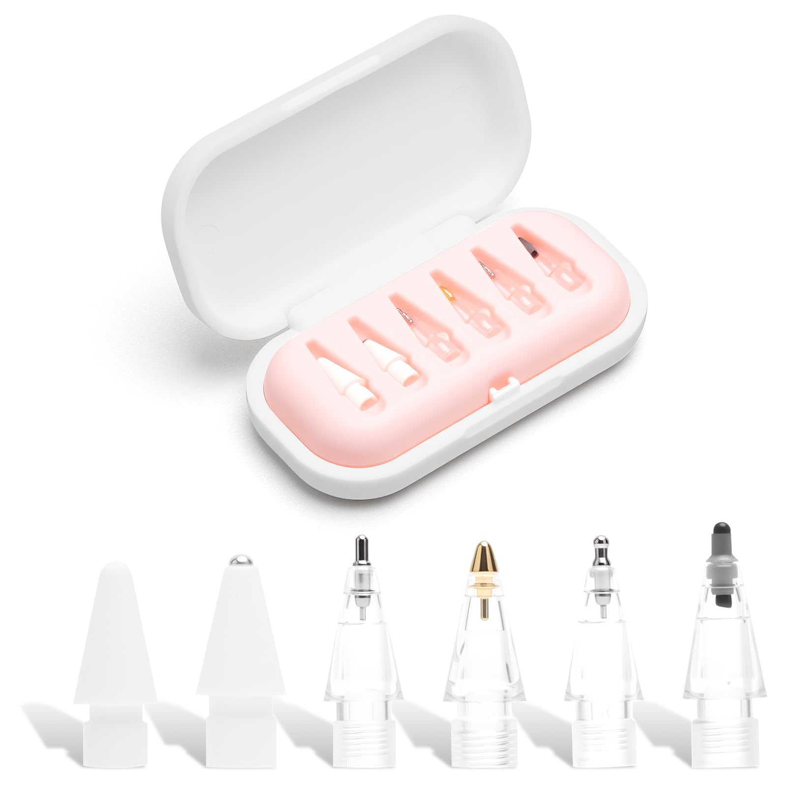 Zestaw 6 wymiennych końcówek kompatybilnych z Apple Pencil 1./2. generacji i USB-C – wymienne końcówki do pisania, rysowania i notatek na tabletach, nadają się do gołych ekranów