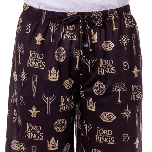 The Lord of The Rings Pajamas Men's Tree of Gondor Crown Rune PJ Lounge Shorts3