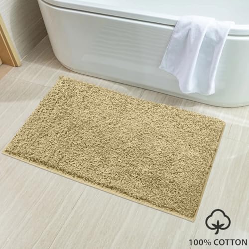 Image of Luxe Home Colosseum Bath Mat 100% Cotton (40x60 cm) Super Soft Non-Slip Bathroom Mat for Bedroom Door (Gold) Pack of 1