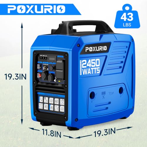 Image of 2450-Watt Dual Fuel Inverter Generator, Gas & Propane Portable Generator for Home Backup, Camping & RV, Super Quiet 59dB, 1.6 Gal Tank Up to 8.3 Hours, 120V EPA Compliant, Blue