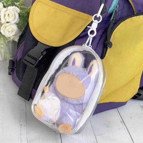 Image of Clear Protective Case for Plush Doll, PVC Display Bag Hanging Carrying Case with Keychain Zipper, Portable Waterproof Storage Cover Carrier Purse Organizer for Shelf Outdoor (Doll Not Included)