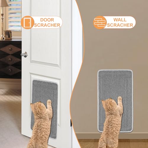 Kratzmatte Sisal Teppich, Katzenkratzmatte Kratzteppich Sisal mit Klebeband, Boden rutschfest Natürlicher Sisalteppich für Katzen(50 × 25 cm, grau) - 6