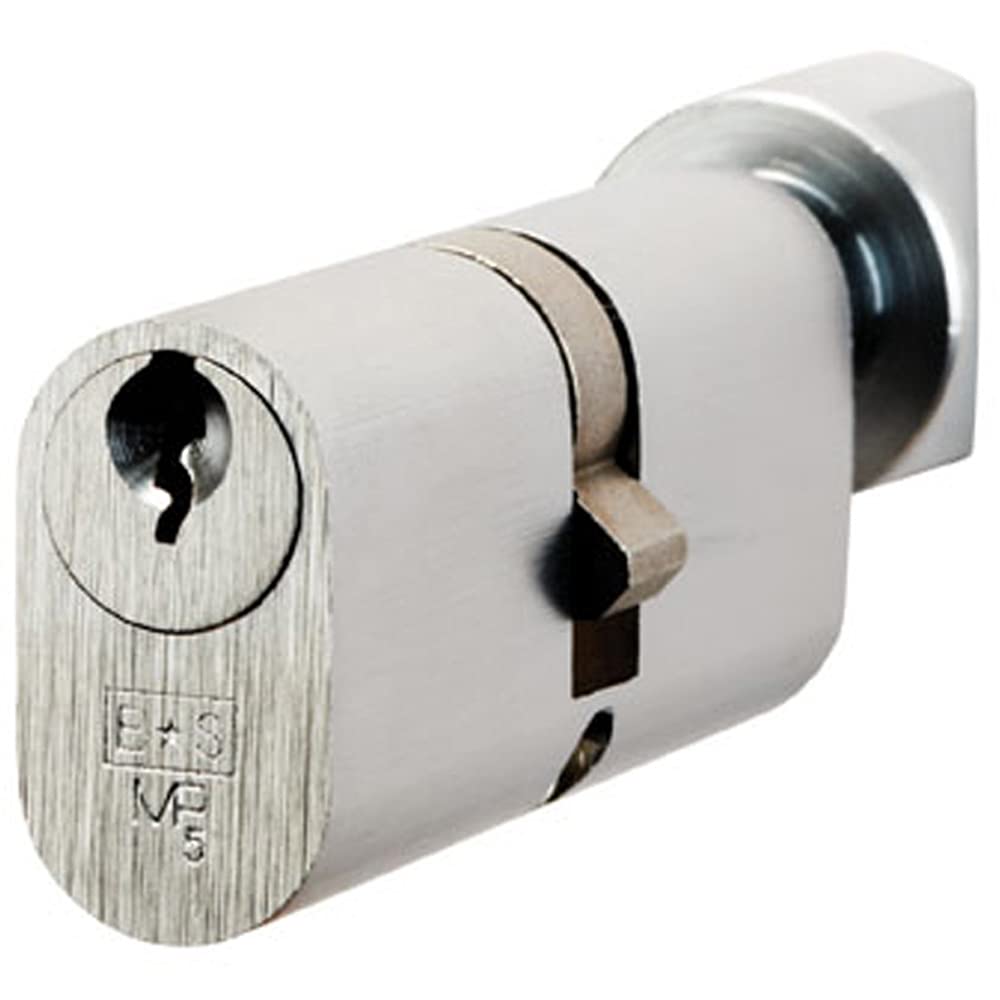 Loops Satin Chrome 70Mm Double Oval Cylinder & Thumbturn Lock -Keyed To Differ 5 Pin- | Locking Key Barrel - External Door Security - Standard Cylinder - Keyed Alike, Keyed To Differ Or Master Key Options