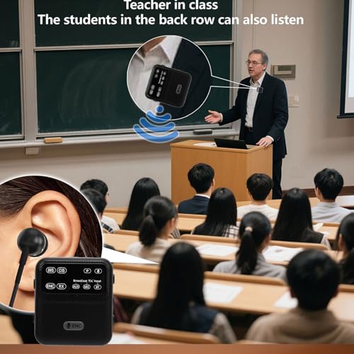 Yunseity Transmitter Receiver, Transmisor y Receptor USB Inalámbrico Broadcast 100m con pantalla LED para guía turística, maestro, adaptador de audio multipropósito, micrófono con cancelación de ruido ENC miniatura 6