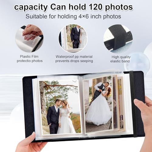 120 Pockets 5x7 Photo Album, Large Capacity Photo Album 5x7 Holds 120 Photos, Small PU Leather Cover Photo Albums for Baby Family Anniversary Wedding Pictures, Dog paw prints by Qindaiwen - Used condition - Image 4