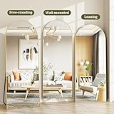 Koonmi Arched Full Length Mirror, Right Angle Design, Medium Size 165×60cm, Full Length Mirror with Stand, Made of Tempered Glass Suitable for Bedroom, Entryway, Living Room, Gold - Image 4