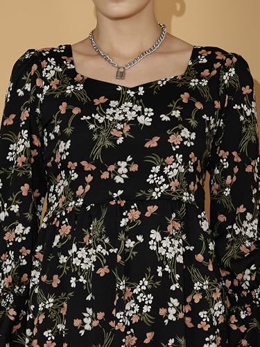 Image of Sheetal Associates Women's Casual Flared Sleeve Crepe Floral Fit and Flare Dress