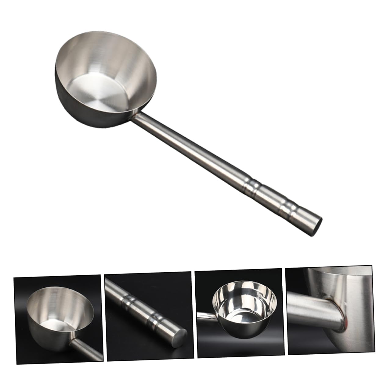 COLLBATH Mehrzweck Wasserschöpfkelle Edelstahl Flacher Boden 16cm Große Kapazität Vielseitige Küchenkelle für Haushalt und Gastronomie