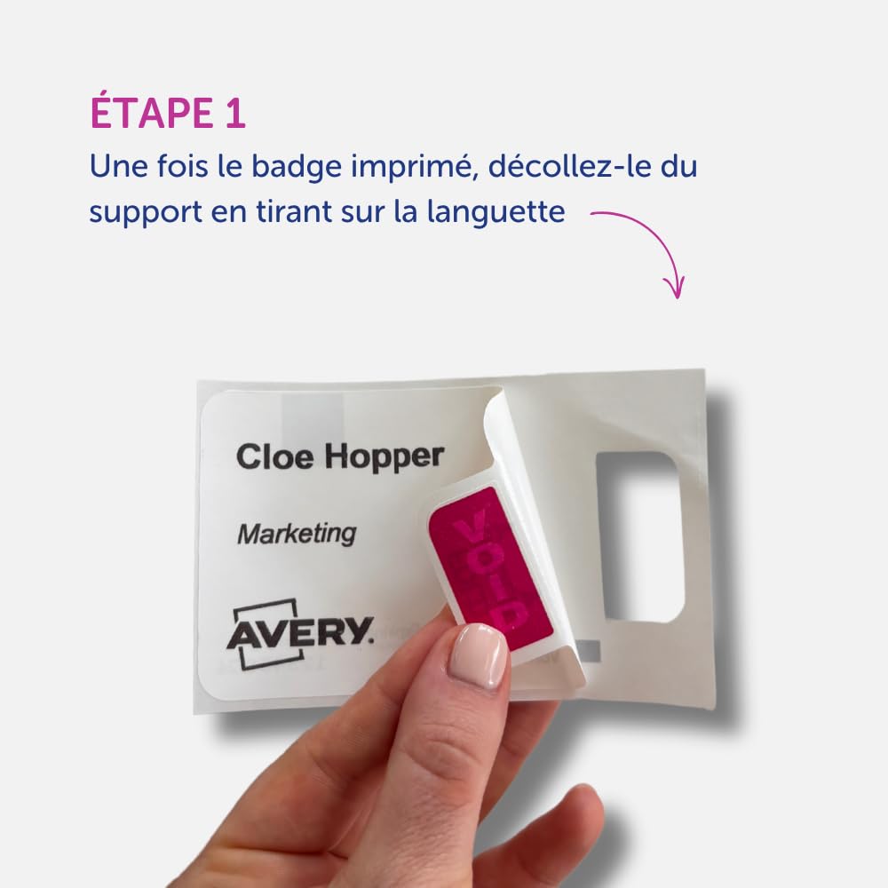 Avery - 1 rouleau de badges autocollants temporaires imprimables
