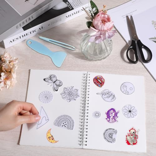 Libro de pegamento reutilizable CRASPIRE, 40 páginas, diseño floral, tamaño 8,27 x 5,83 pulgadas (21 x 14,8 cm), para almacenar y organizar stickers, con herramientas incluidas miniatura 6