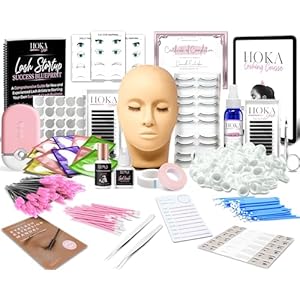 Lash Eyelash Extension Kit: Professional Mannequin Head Training For Beginners Eyelashes Extensions Practice Cosmetology Esthetician Supplies with Mink Individual Eye Lashes Glue Tweezers Tools Case