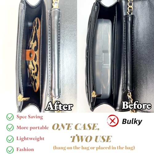 Image of Eyewear Clutch Glasses Case with Clip Soft Leather Sunglasses Bag